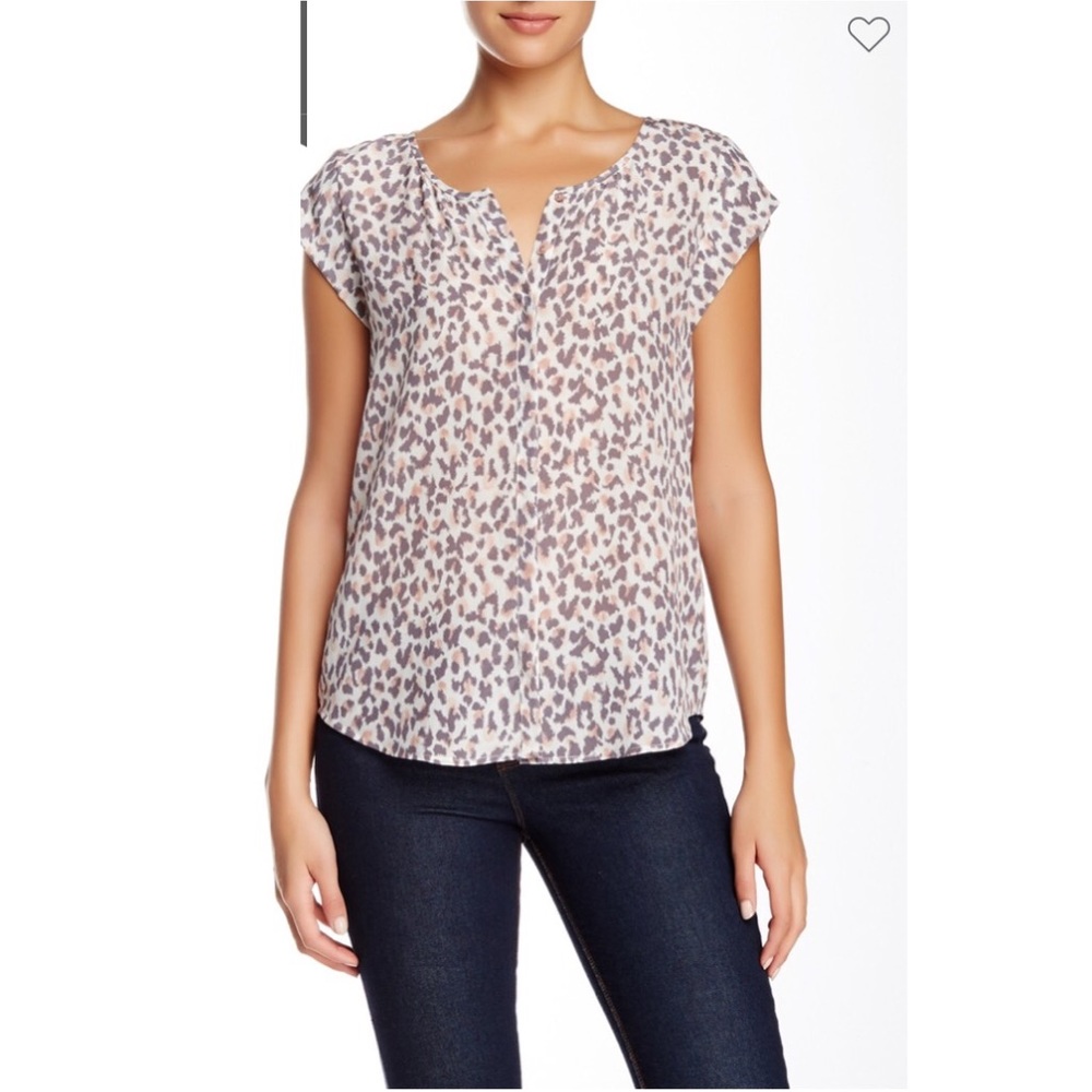 Lucky Brand Animal Print Sheer Shirt M